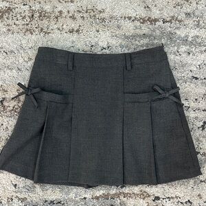 Zara Dark Gray Mini Skirt with Bow Accents